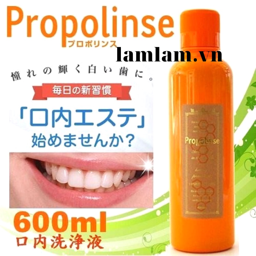 Nước súc miệng trắng răng Propolinse Pure 600ml - Trà xanh mật ong