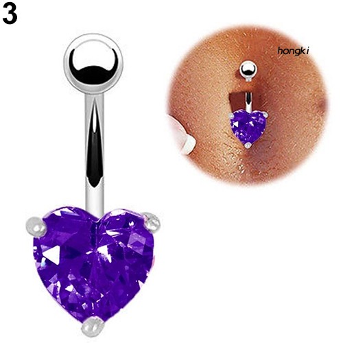 Khuyên rốn đính đá hình trái tim thời trang cho nữ
