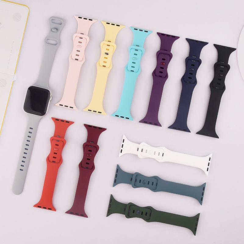 Dây Đeo Silicone Mỏng 45mm 41mm 44mm 40mm 38mm Cho iWatch 7 5 4 3 2 SE correa