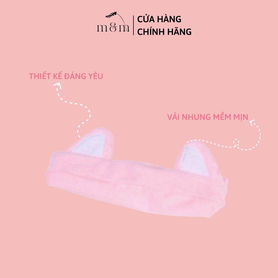 Băng Đô Turban Tai Mèo Dễ Thương, Bờm Tóc Rửa Mặt Bằng Nhung Thiết Kế Tiện Lợi
