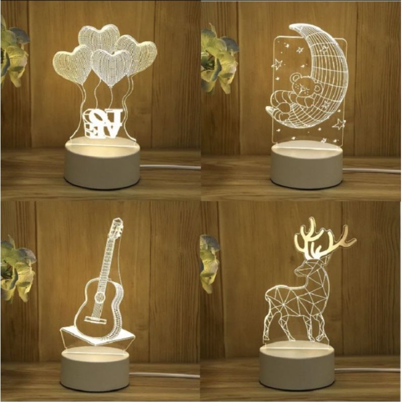 Đèn ngủ led 3d siêu dễ thương có thể dùng trang trí làm quà tặng cho người thân bạn bè