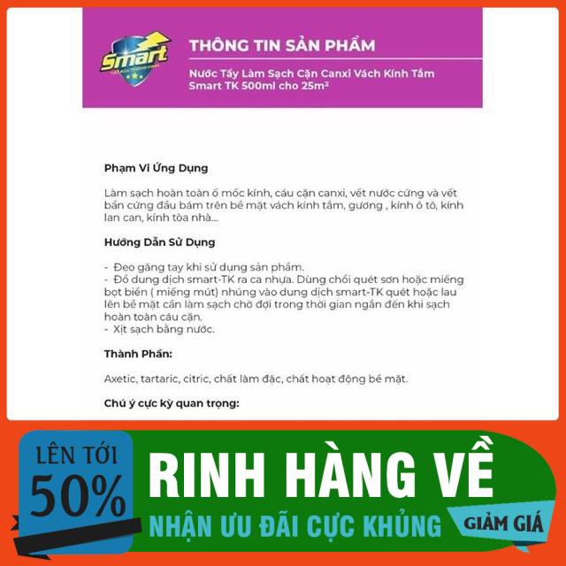 Dung dịch tẩy cặn canxi vách kính nhà tắm Smart TK (300 ml)