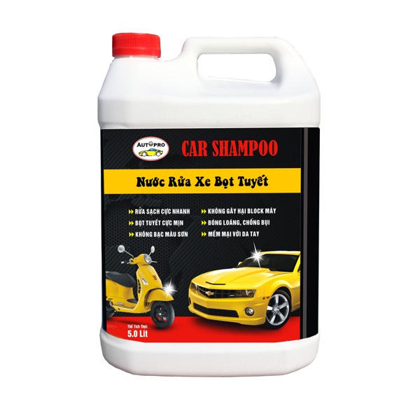 ✉♣❐Nước rửa xe bọt tuyết Car Shampoo 5L cho ô tô máy tặng 1 dây cột tóc