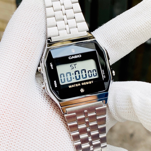 Đồng hồ điện tử nam dây thép Casio A159 Silver Cổ điển