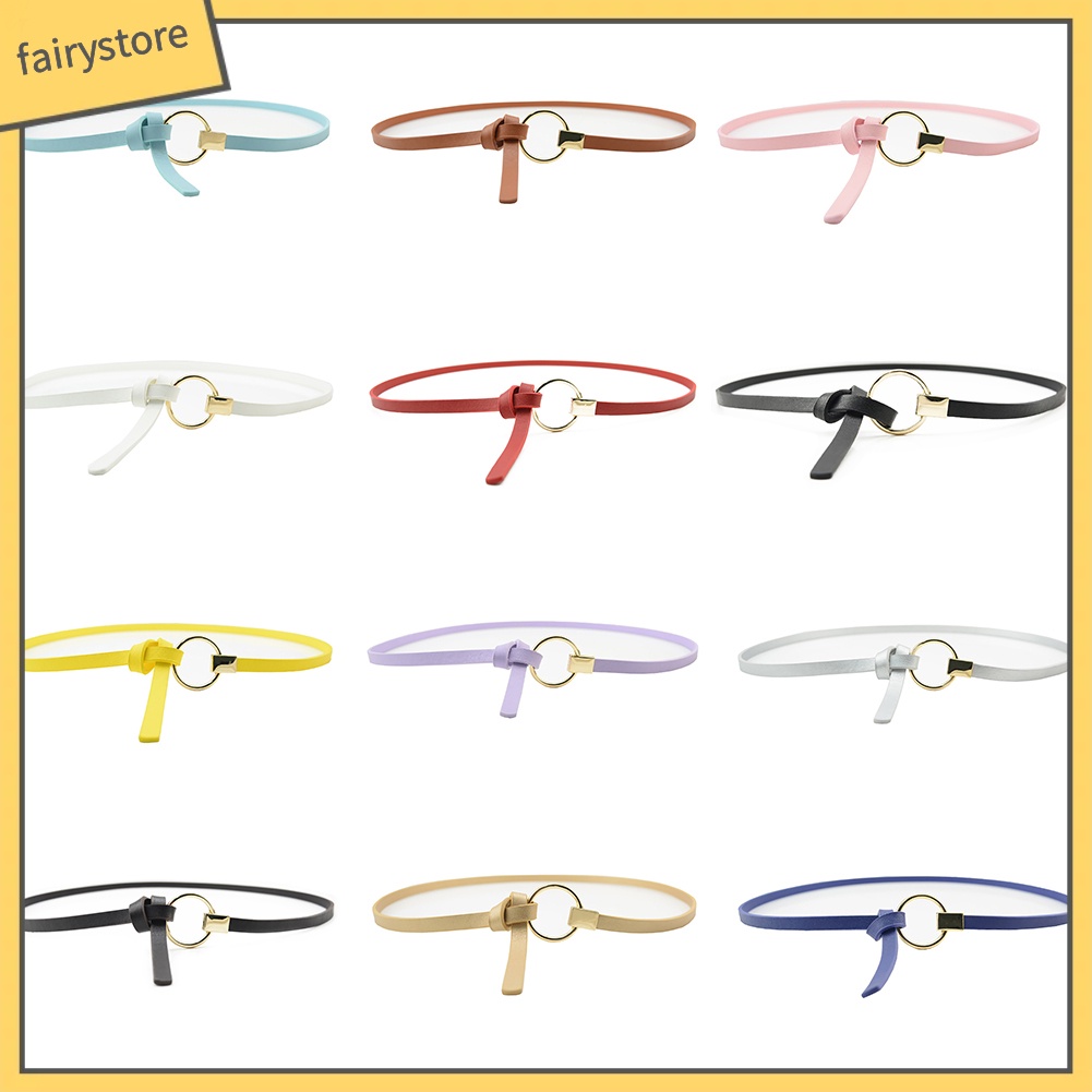 Thắt lưng da PU khóa tròn bằng kim loại cho nữ