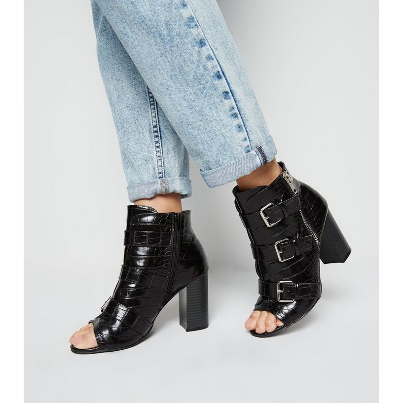giày bốt cao gót hở mũi New Look peep toe heeled boots xuất khẩu mẫu mới 2020
