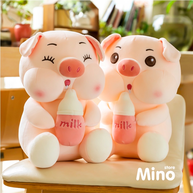 [Mã BMBAU50 giảm 7% đơn 99K] Gấu Bông Heo Ôm Bình Sữa Đáng Yêu Size Lớn MINO STORE TH1