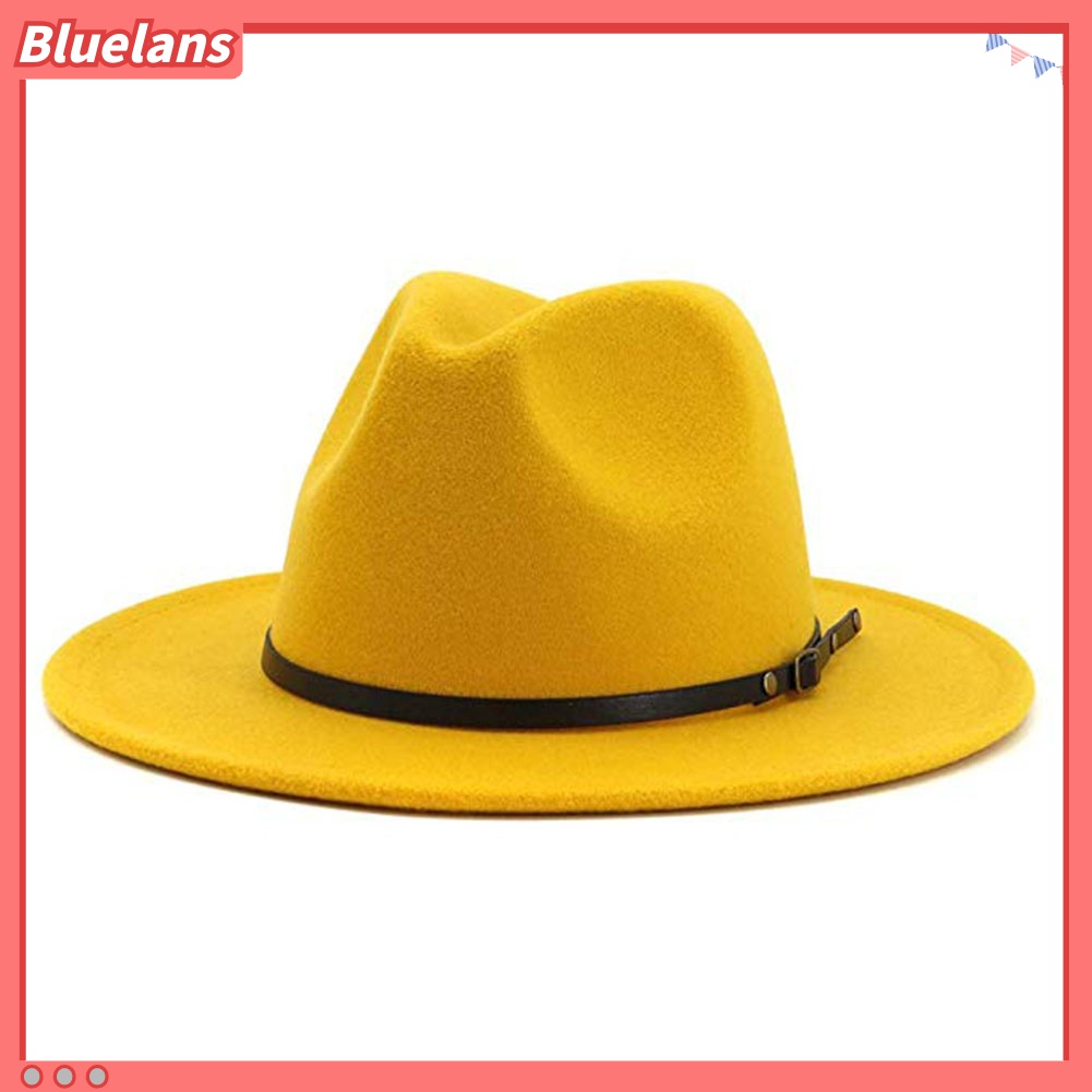Nón Fedora Rộng Vành Thoáng Khí Màu Trơn Thời Trang Đường Phố 48h Cho Nữ