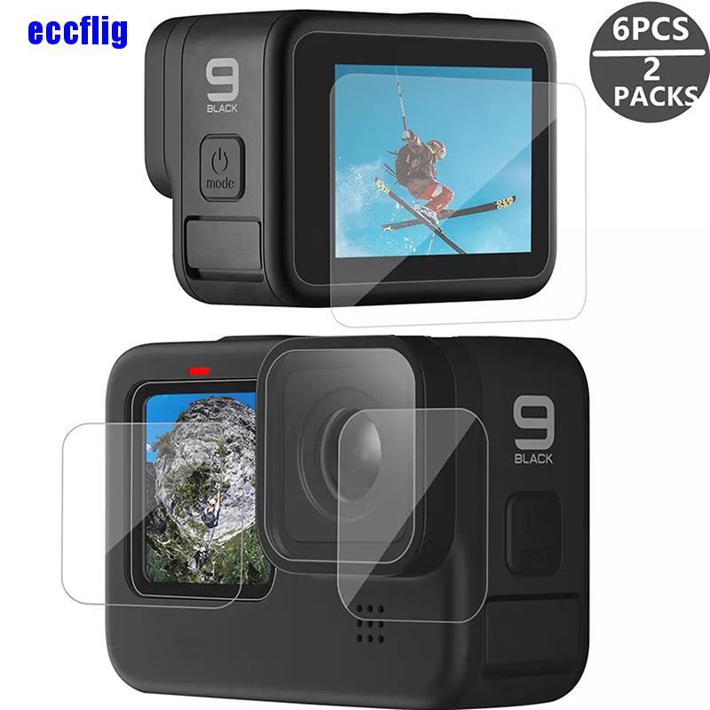 ECC 3pcs Camera Lens Tempered Glass Film HD for GoPro 9 Sports Action Video Camera