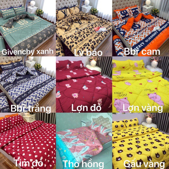 Trọn bộ 5 món chăn phao ga gối poly như hình được chọn mẫu chăn chăn phao chăn ga gối poly l ga gối