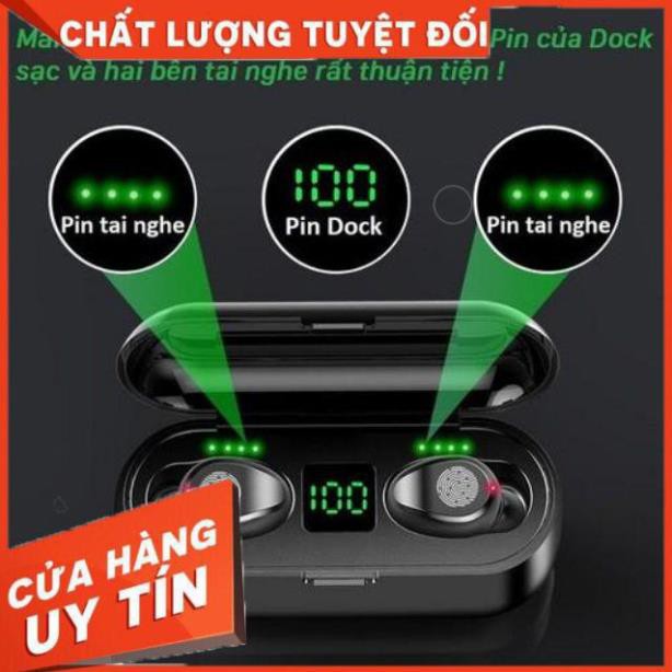 Tai nghe Bluetooth Kèm Sạc Dự Phòng Pin Cực Khủng AMOI F9 Pro true wireless  nút cảm ứng Pin 280 giờ Nút Su Kín Tai