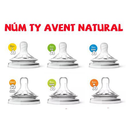 Núm Ty Philips Avent Natural cổ rộng đủ size chính hãng tem phụ