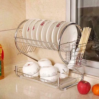 Kệ úp bát 2 tầng kèm ống đựng thìa đũa