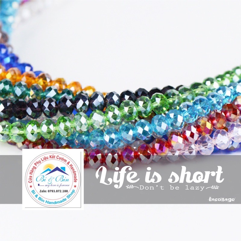 [C68.2] Chục Dây Pha Lê Bánh Cam 6-8mm Màu Ánh Cừ Đính Kết Trang Phục, Làm Trang Sức Thủ Công