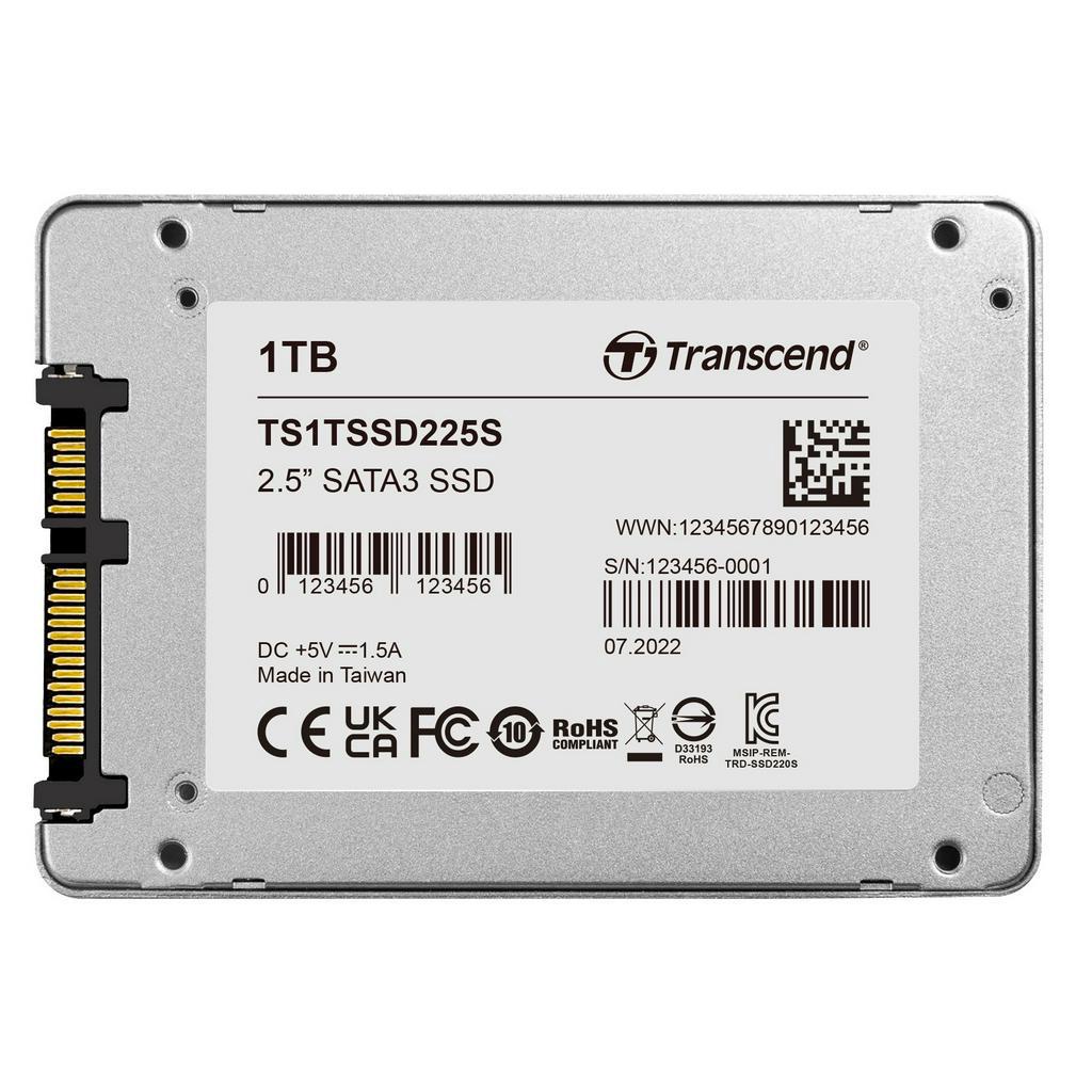 Ổ cứng SSD Transcend 250GB / 500GB / 1TB / 2TB Transcend SSD225S Mainstream, 3D TLC, up to 560/500 MB/s, aluminum case