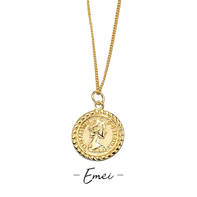 Vòng cổ Mặt Đồng Xu Elizabeth Phong Cách Hàn Quốc Dành Cho Nữ
