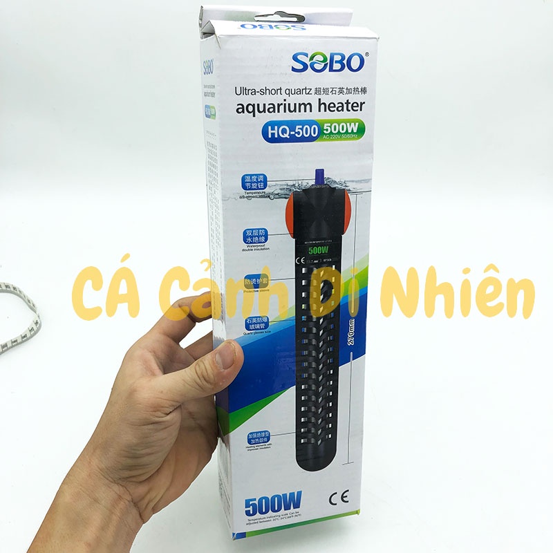 Cây sưởi ấm hồ bể cá SOBO HQ-300 HQ-500 300W 500W có lưới nhựa bảo vệ cho hồ cá 200 - 400 Lít