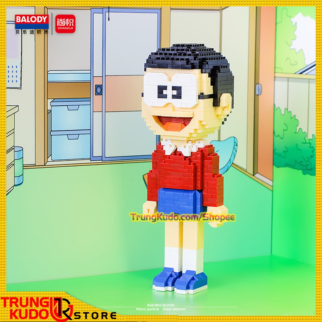 Mô hình Doremi Nobita Chaien Xuka và Xeko dạng Đồ chơi xếp hình làm quà tặng bạn trai bạn gái, đồ Decor