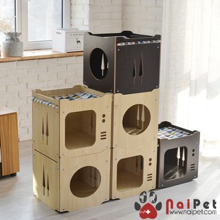 Nhà Hộp Nhà Gỗ Hình Khối Vuông Cho Chó Mèo DN015