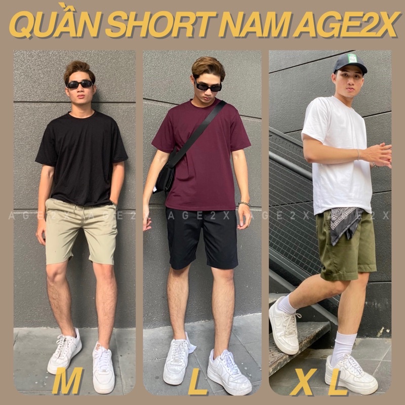 Quần Short Nam Kaki Mềm Mịn AGE2X Năng Động Trẻ Trung