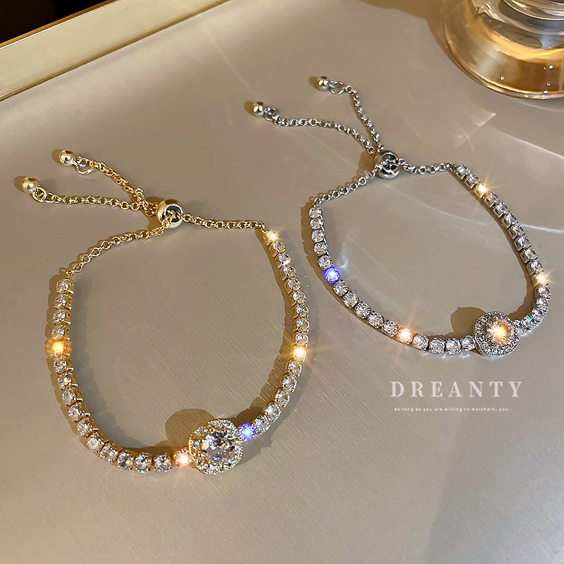 Vòng Tay Đính Đá Kim Cương Hình Vuông Phong Cách Hàn Quốc Thời Trang Dành Cho Nữ