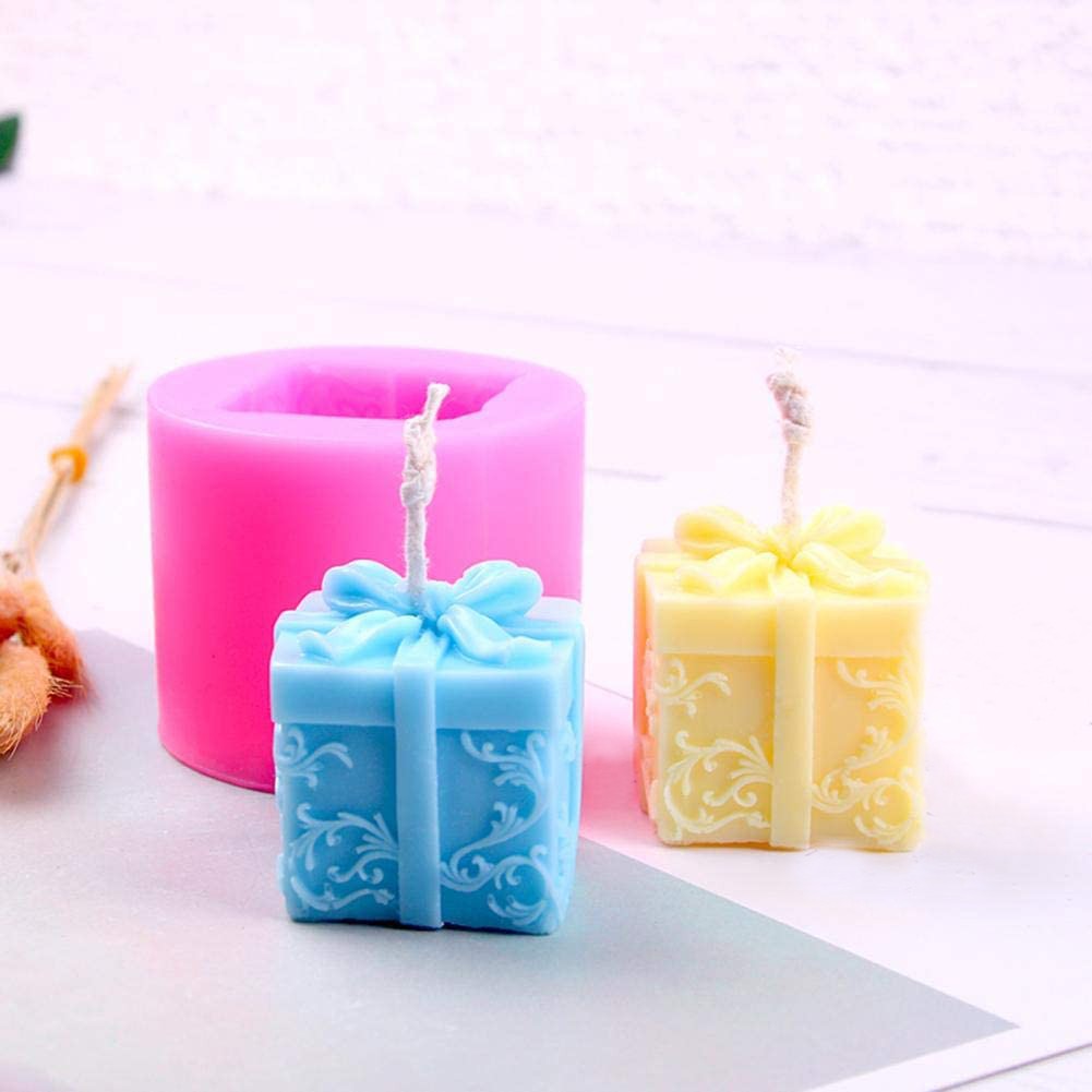 3 Pack Candle Molds DIY Silicone Candle Mold Cuboid Shape Moulds with Embossed,for Candles Soaps Chocolates Puddings