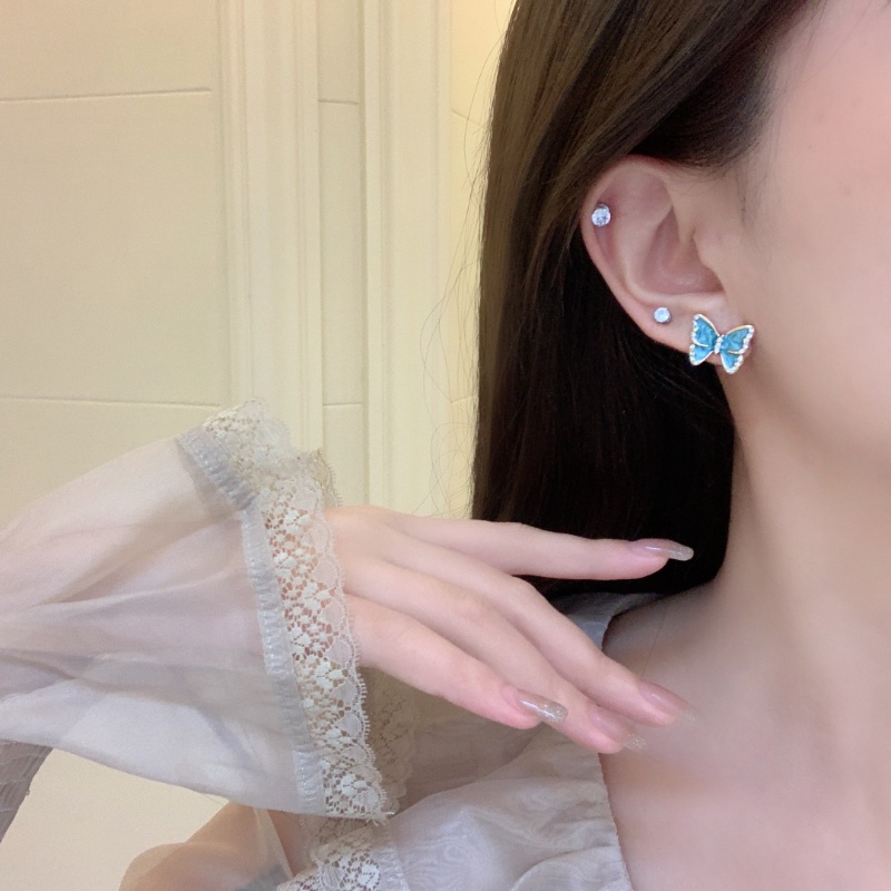 Bông Tai Hình Bướm Màu Xanh Dương Phong Cách Hàn Quốc Thời Trang Cho Nữ