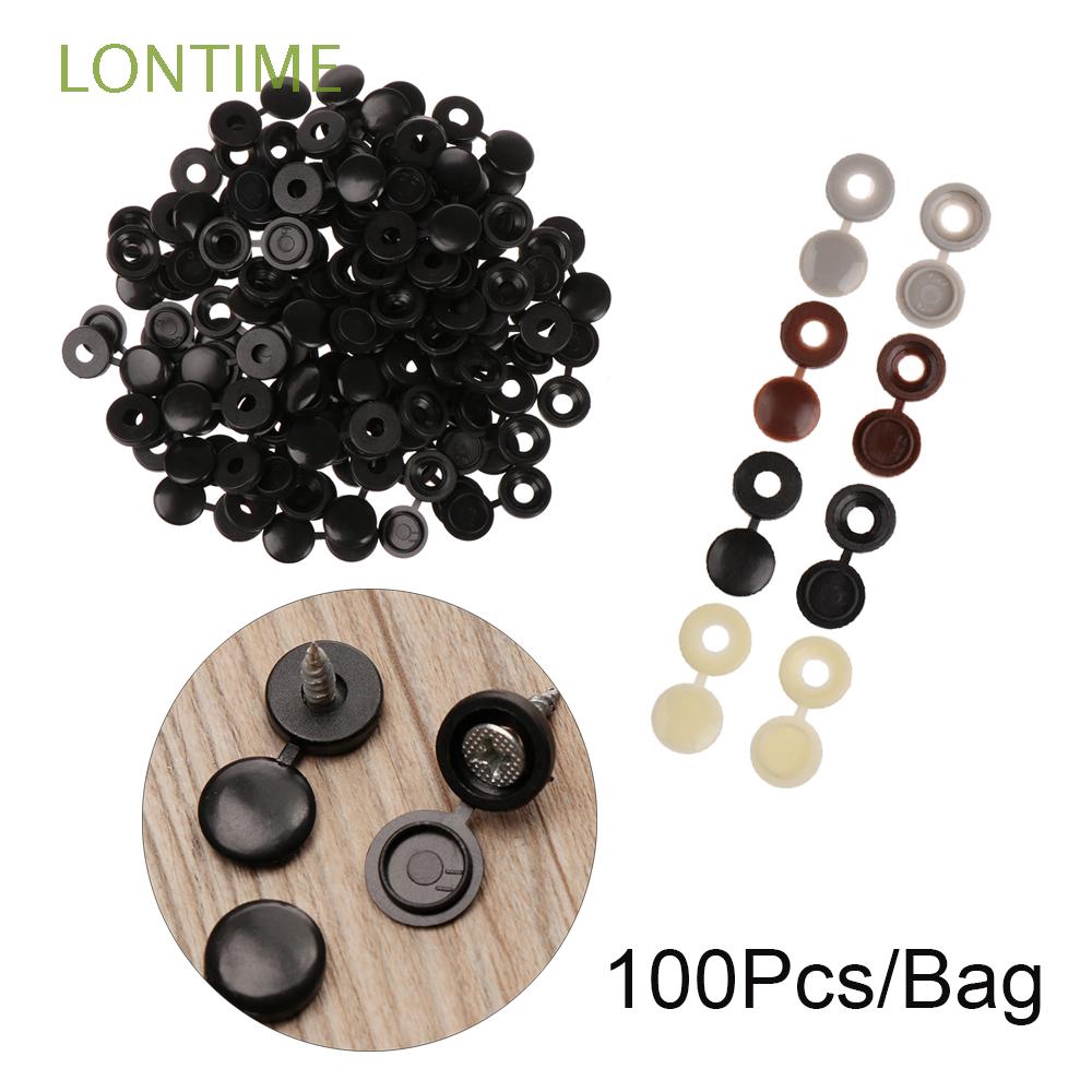 LONTIME 100Pcs Fold Snap Screw Cap Bolt Protective Cover Furniture Decor