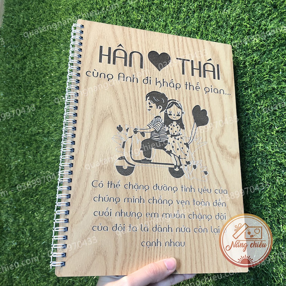 Nhật ký Cùng em đi khắp thế gian - Sổ tay thiết kế và khắc nội dung theo yêu cầu - Kích thước 20x30cm