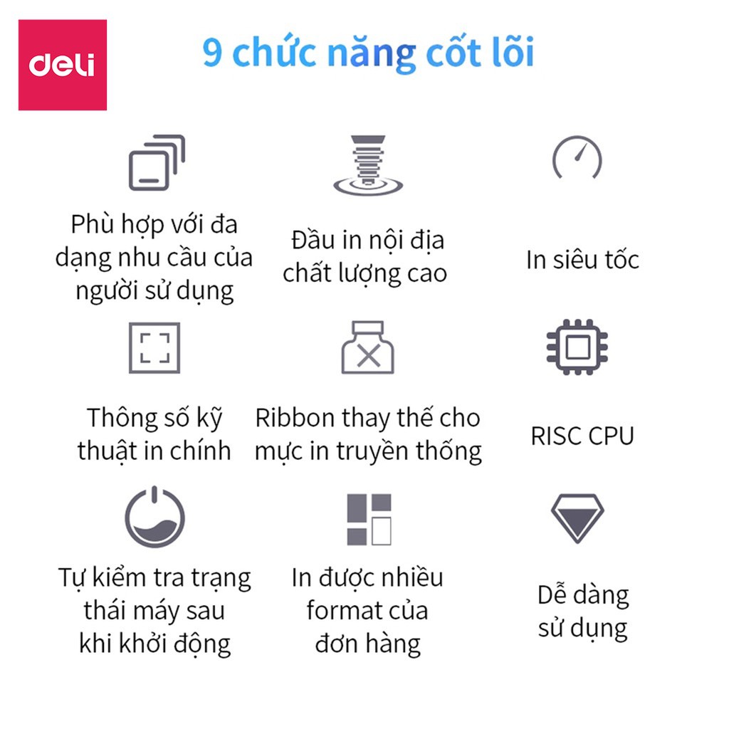 Máy In Nhiệt Deli Cao Cấp Chính Hãng - In Đơn Hàng, Tem Mã Vạch, Hóa Đơn, Bill TMĐT - Kết Nối USB, Blootooth - DL-720C