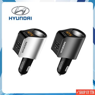 Tẩu sạc trên ô tô, xe hơi nhãn hiệu Hyundai Mã hàng HY-10 một đầu chia tẩu và 3 cổng usb - Bảo hành 6 tháng