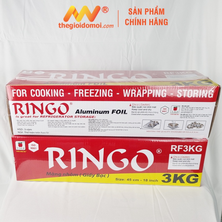 Giấy Bạc Nướng RINGO cao cấp - Màng Nhôm Nướng Cuộn Lớn 3kg Nướng Thực Phẩm, Giữ Nhiệt, Bánh, BBQ,Cá,nồi chiên không dầu