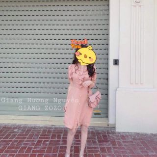 Váy dáng A triết eo cổ bèo hàng thiết kế
