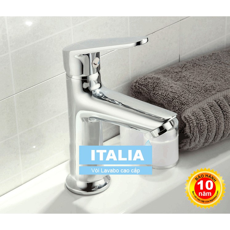 Vòi Lavabo nóng lạnh (Trụ tròn nhỏ, thẳng) Hợp kim - Hàng Cao cấp ITALIA (Kèm đôi dây cấp nước)