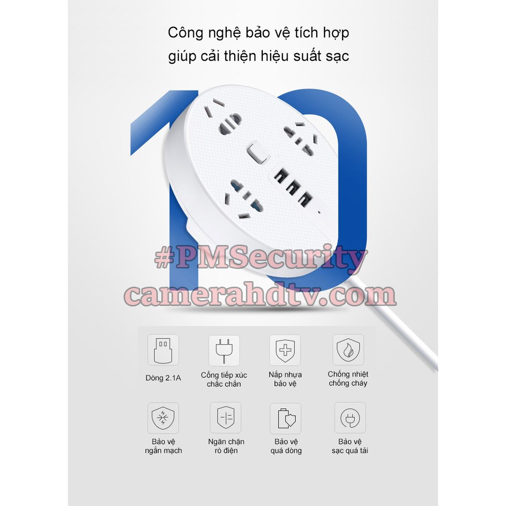 Ổ cắm điện đa năng kiêm sạc USB dán tường