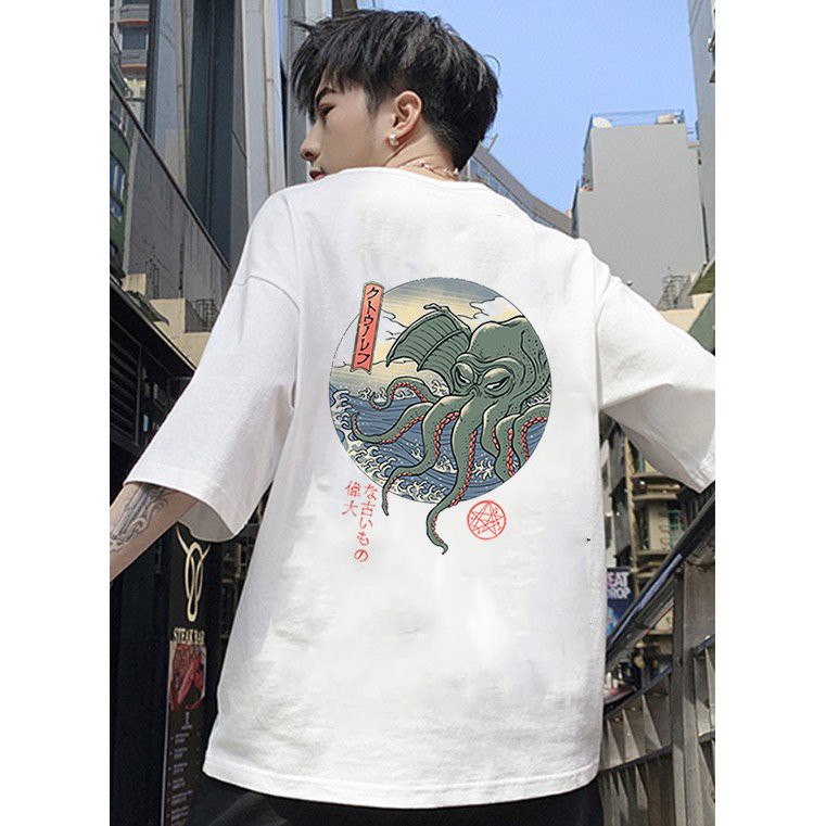 Áo thun tay lỡ quái vật biển form rộng vải dày mịn 2020T2644