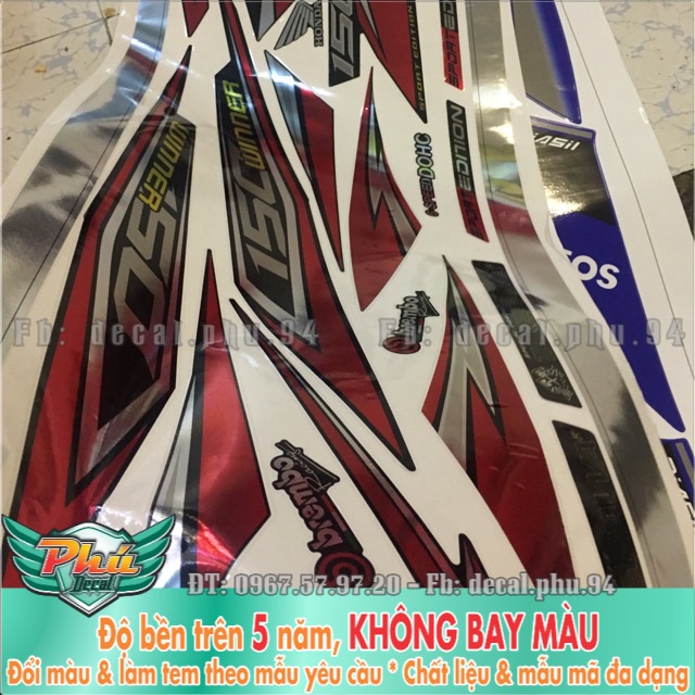 Tem rời Winner Đỏ bạc chrome cao cấp -1