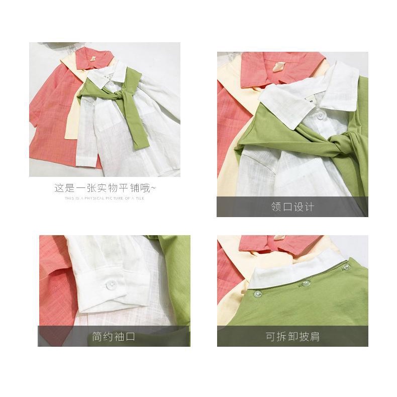 Áo Sơ Mi Tay Dài Dáng Rộng Phong Cách Hàn Quốc Thời Trang Xuân Thu Xinh Xắn Cho Bé Gái