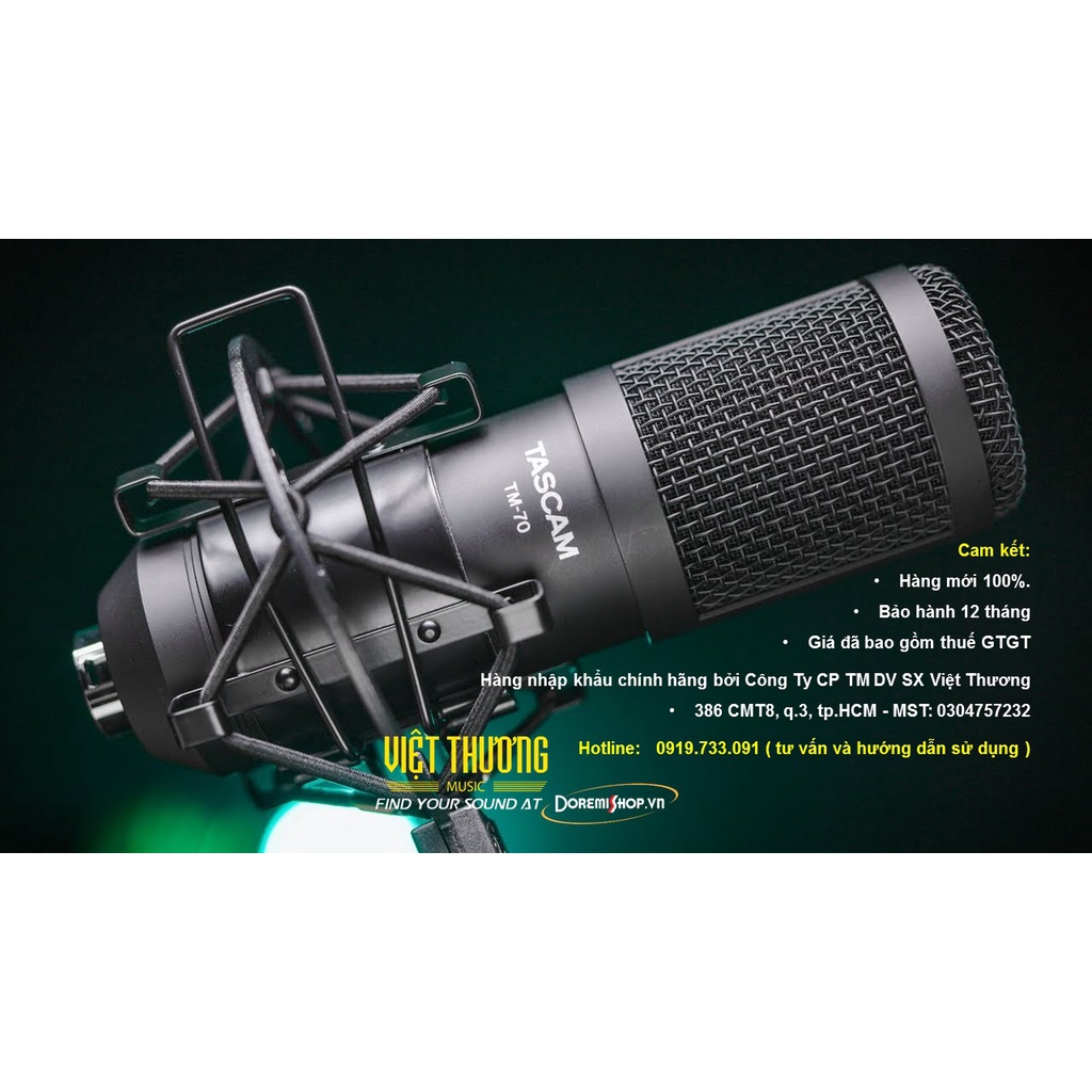 Micro thu âm dynamic microphone TASCAM TM-70 dành cho podcast, streaming, youtuber