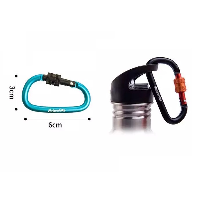 MÓC NHÔM CARABINER KHOÁ VẶN NATUREHIKE 6CM NH15A005-H