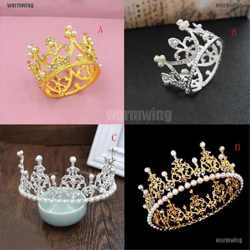 Cài Tóc Hình Vương Miện Công Chúa Đính Ngọc Trai Và Kim Cương Giả Cho Cô Dâu