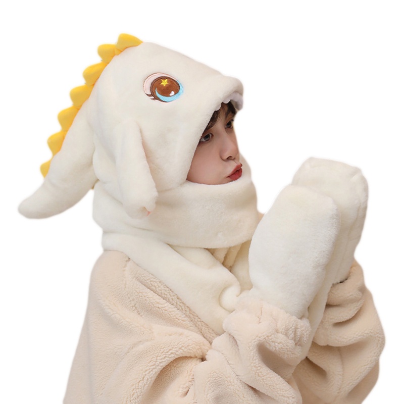 Mũ Trùm Đầu Kèm Khăn Choàng Cổ Đính Tai Khủng Long Trong Phim One Piece