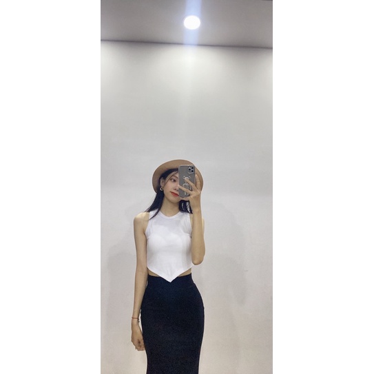 Áo thun croptop ba lỗ vạt tam giác Mlem