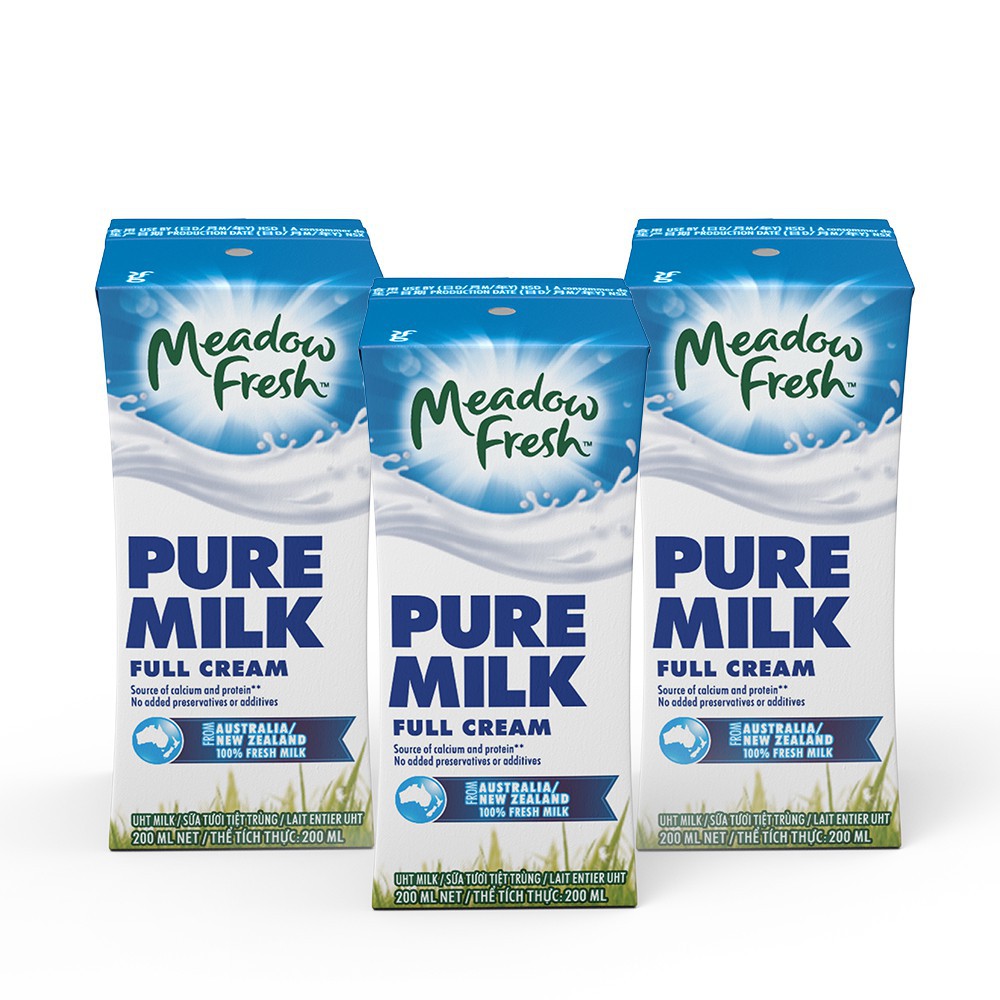 [MKB Gift] Lốc 3 Hộp Sữa Tươi Tiệt Trùng Nguyên Kem Meadow Fresh 200ml / Hộp