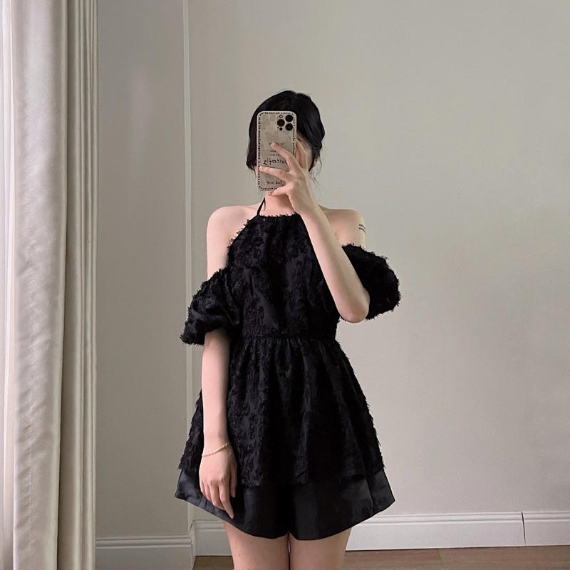 Áo yếm trễ vai tơ voan cao cấp mặc 2 kiểu sang chảnh phong cách tiểu thư Chloe Top