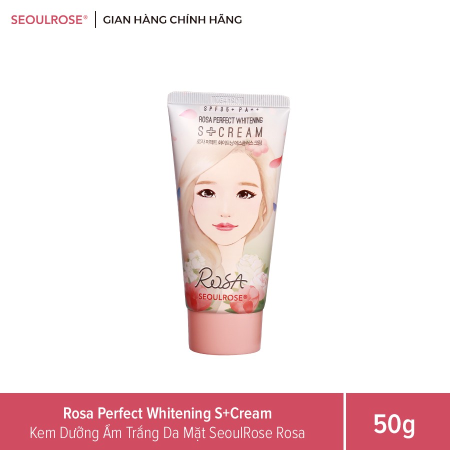 Kem Dưỡng Ẩm Trắng Da SeoulRose Rosa Chống Nắng SPF35/PA+++ 50g, Chăm Sóc Da Sáng Tự Nhiên, Giảm Nếp Nhăn, Tàn Nhang