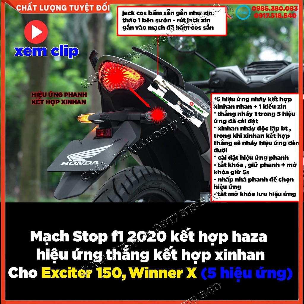 Mạch Stop f1 2020 kết hợp haza- xin vượt- xinhan Cho Exciter 150, Winner X ( 5 hiệu ứng ) - xem clip