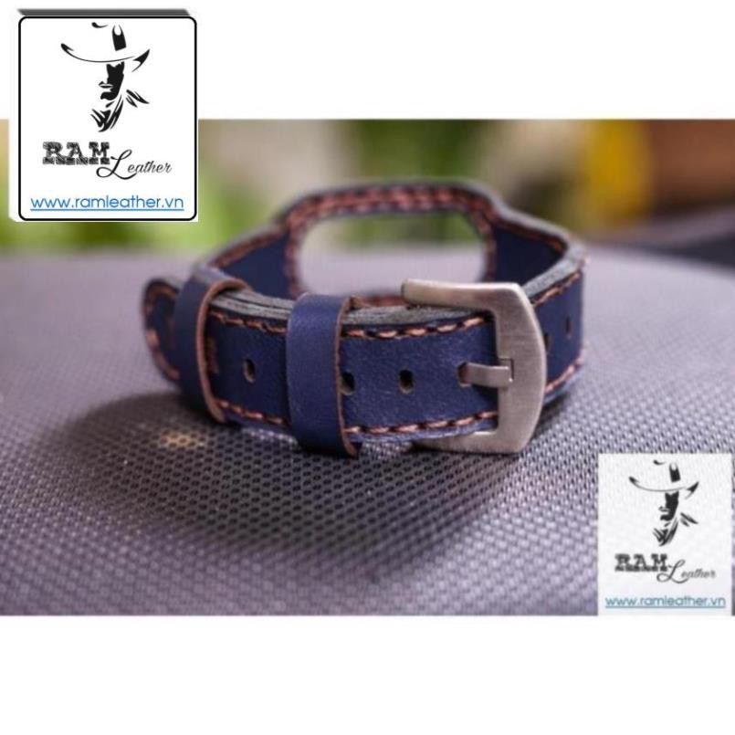 Dây Miband 4 / Miband 3 / Miband 5 Da Bò Thật Rất Đẹp Xanh Navy - Da Bò Thật Rất Đẹp -Chính Hãng Ram Leather