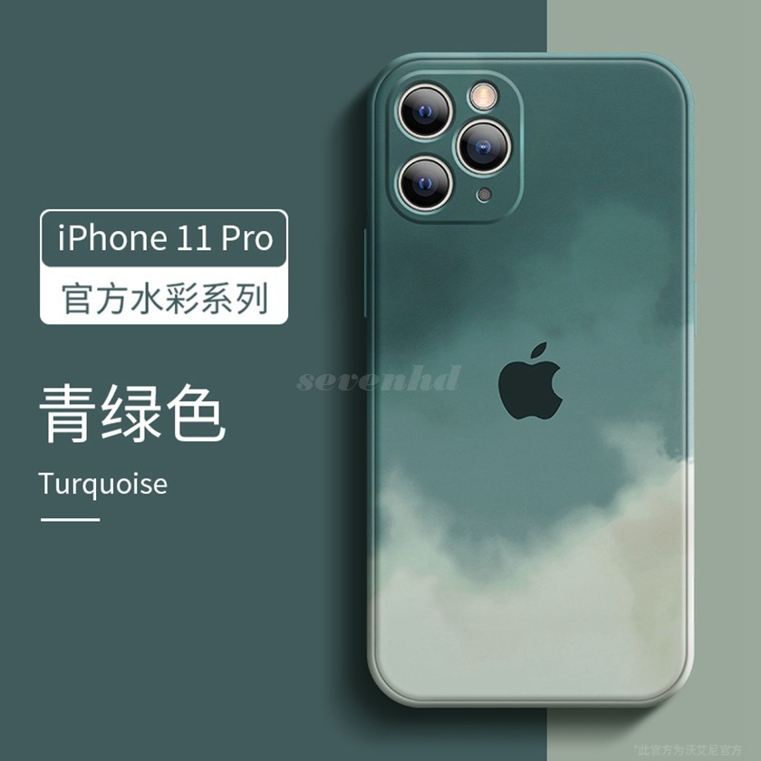 👏Ready Stock🎀 Ống điện thoại silicone lỏng mềm cạnh thẳng màu nước bảo vệ toàn phần cho iPhone SE2020 Xs Xr Max 8 7 6 6s P +