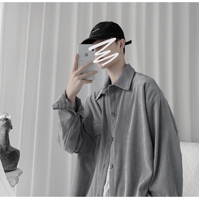 Áo khoác sơ mi tay dài thời trang Hàn Quốc cho nam Màu sắc rắn thông thường có lớp phủ sáng mới đa năng